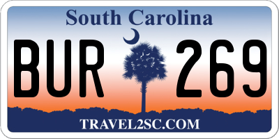 SC license plate BUR269