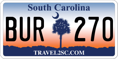 SC license plate BUR270