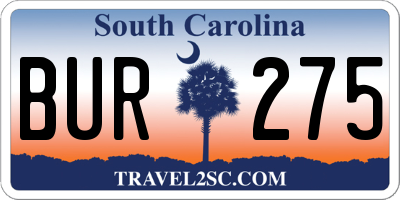 SC license plate BUR275