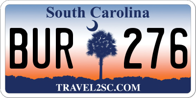 SC license plate BUR276
