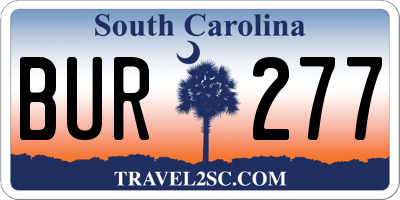 SC license plate BUR277