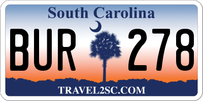 SC license plate BUR278