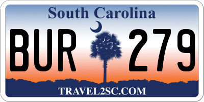 SC license plate BUR279