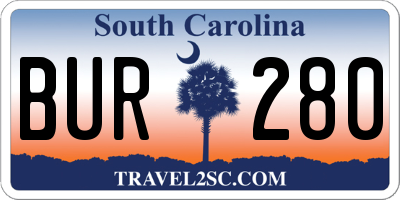 SC license plate BUR280