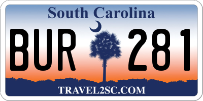 SC license plate BUR281