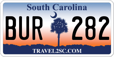 SC license plate BUR282