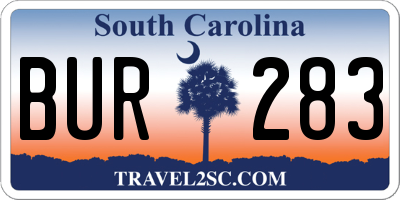 SC license plate BUR283