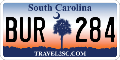 SC license plate BUR284