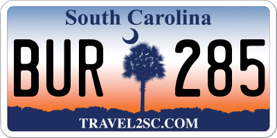 SC license plate BUR285