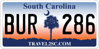 SC license plate BUR286