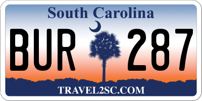 SC license plate BUR287
