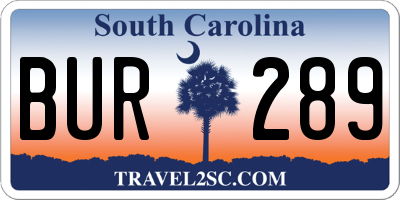 SC license plate BUR289