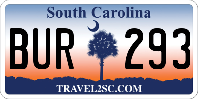 SC license plate BUR293