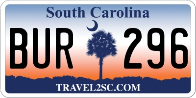 SC license plate BUR296
