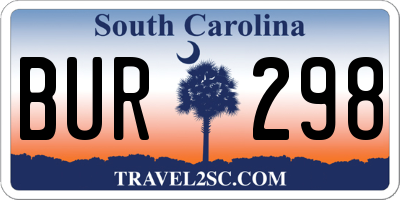 SC license plate BUR298