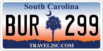 SC license plate BUR299