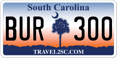 SC license plate BUR300
