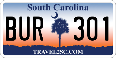 SC license plate BUR301