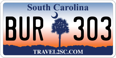 SC license plate BUR303