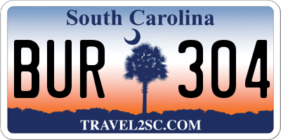 SC license plate BUR304