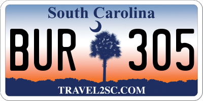 SC license plate BUR305
