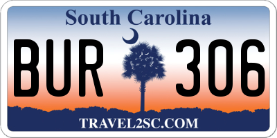 SC license plate BUR306