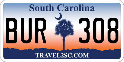 SC license plate BUR308