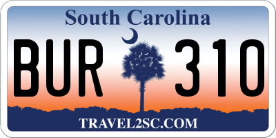 SC license plate BUR310