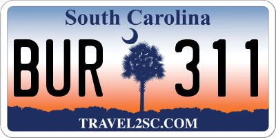 SC license plate BUR311