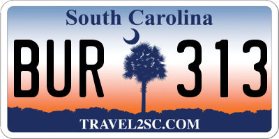 SC license plate BUR313