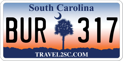 SC license plate BUR317