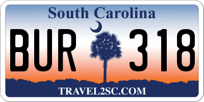SC license plate BUR318