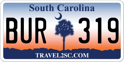 SC license plate BUR319