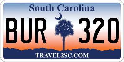 SC license plate BUR320
