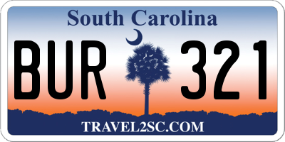 SC license plate BUR321