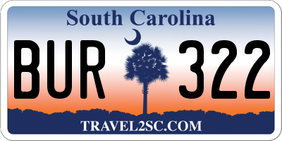 SC license plate BUR322