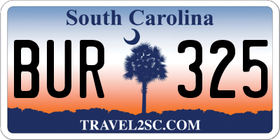 SC license plate BUR325