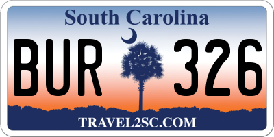 SC license plate BUR326