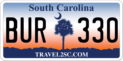 SC license plate BUR330