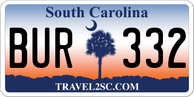 SC license plate BUR332