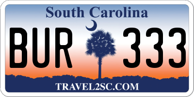 SC license plate BUR333