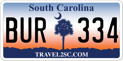 SC license plate BUR334