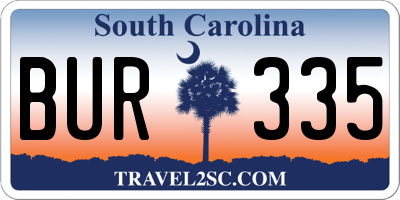 SC license plate BUR335