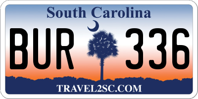 SC license plate BUR336