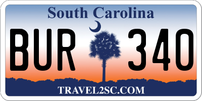 SC license plate BUR340