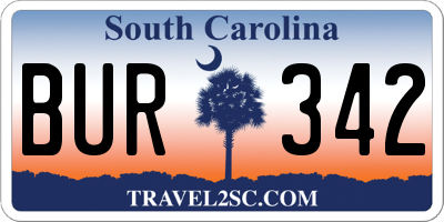 SC license plate BUR342