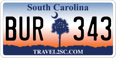 SC license plate BUR343