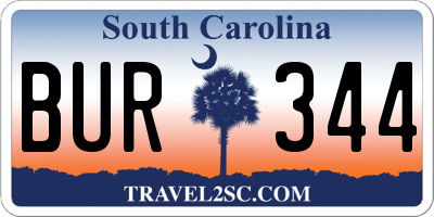 SC license plate BUR344