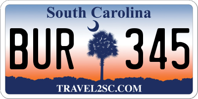 SC license plate BUR345
