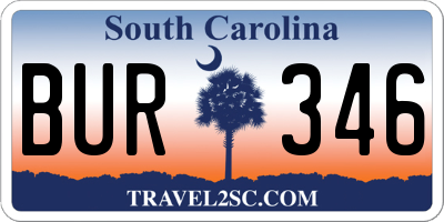 SC license plate BUR346